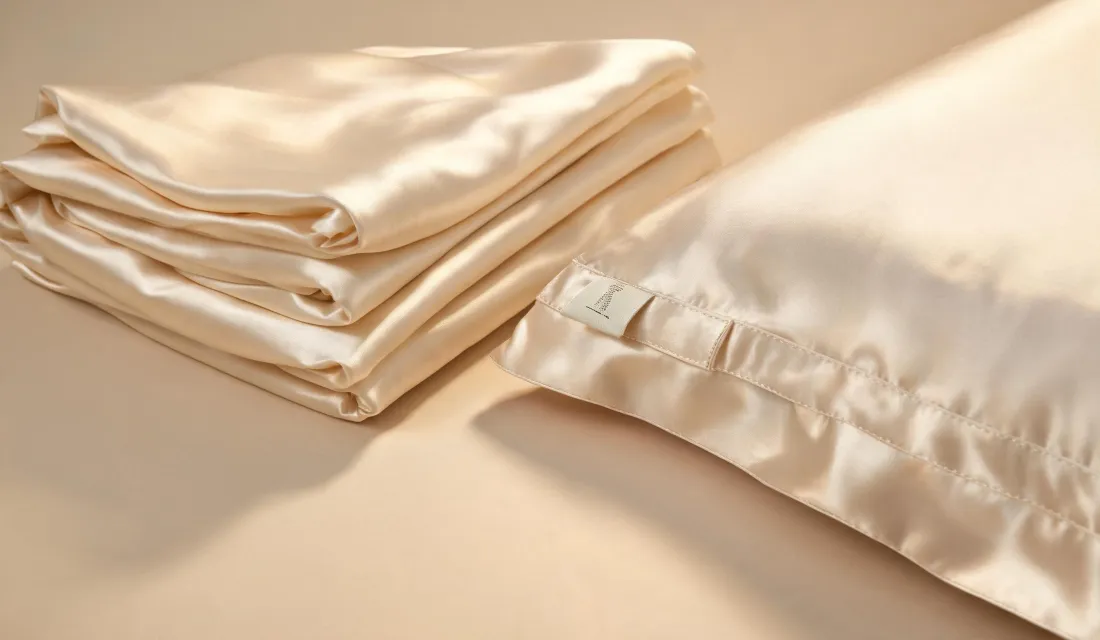 Close view of Lilysilk textile finishing and bedding layers