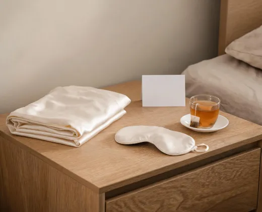 Wellness studio sleep ritual kit with silk products